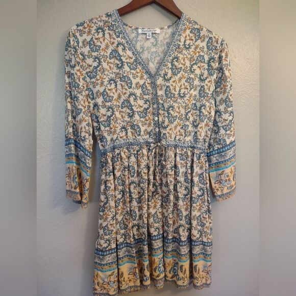 NorthStyle V-neck Drawstring Waisted Peasant Tunic Top/Dress Size Medium - Picture 3 of 13